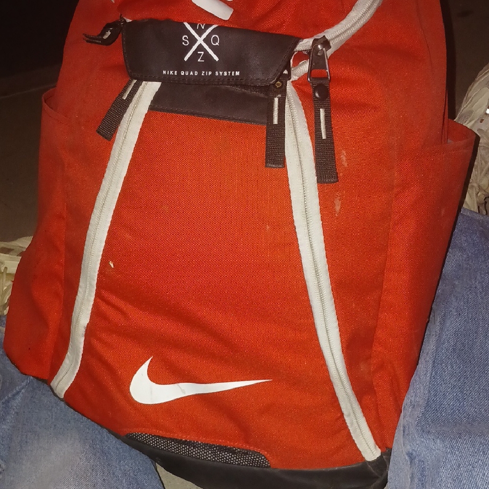 Nike Red and White Backpack with sporty design